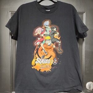 Naruto T-Shirt Squad T Large Anime Tee Black Sakura Haruno Kakashi Hatake Sasuke